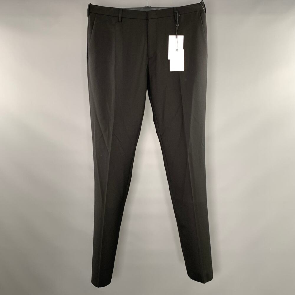 PAUL SMITH Size 34 Black Wool Zip Fly Dress Pants